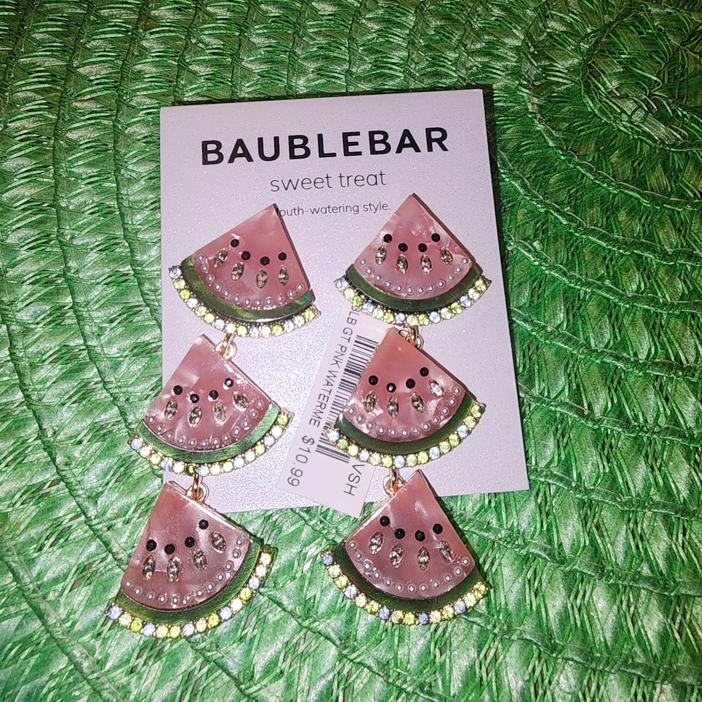BaubleBar Watermelon Earrings - Pink and Green
